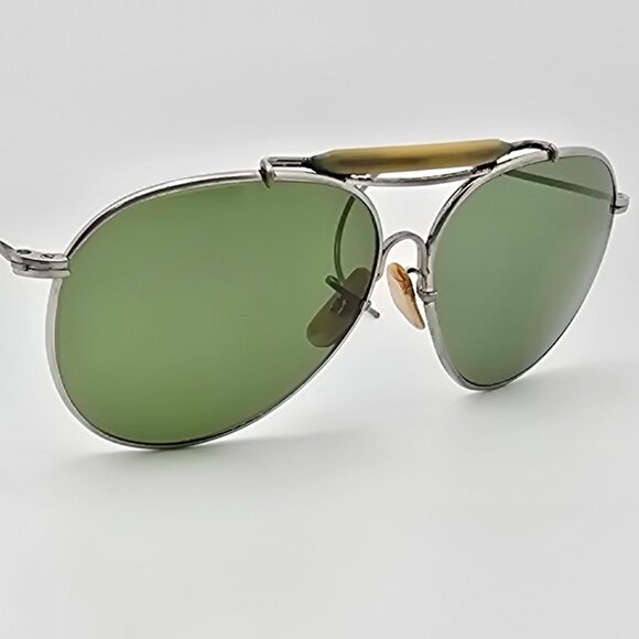 Rochester Optical R.O.C. AN6531 Ful-Vue 12 Nickel Plated WWII Aviator Sunglasses - Picture 6 of 16